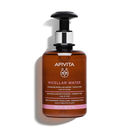 Apivita Micellar Water, Hydrating & Noursishing Cleansing Micellar Water for Face & Eyes with Rose & Honey