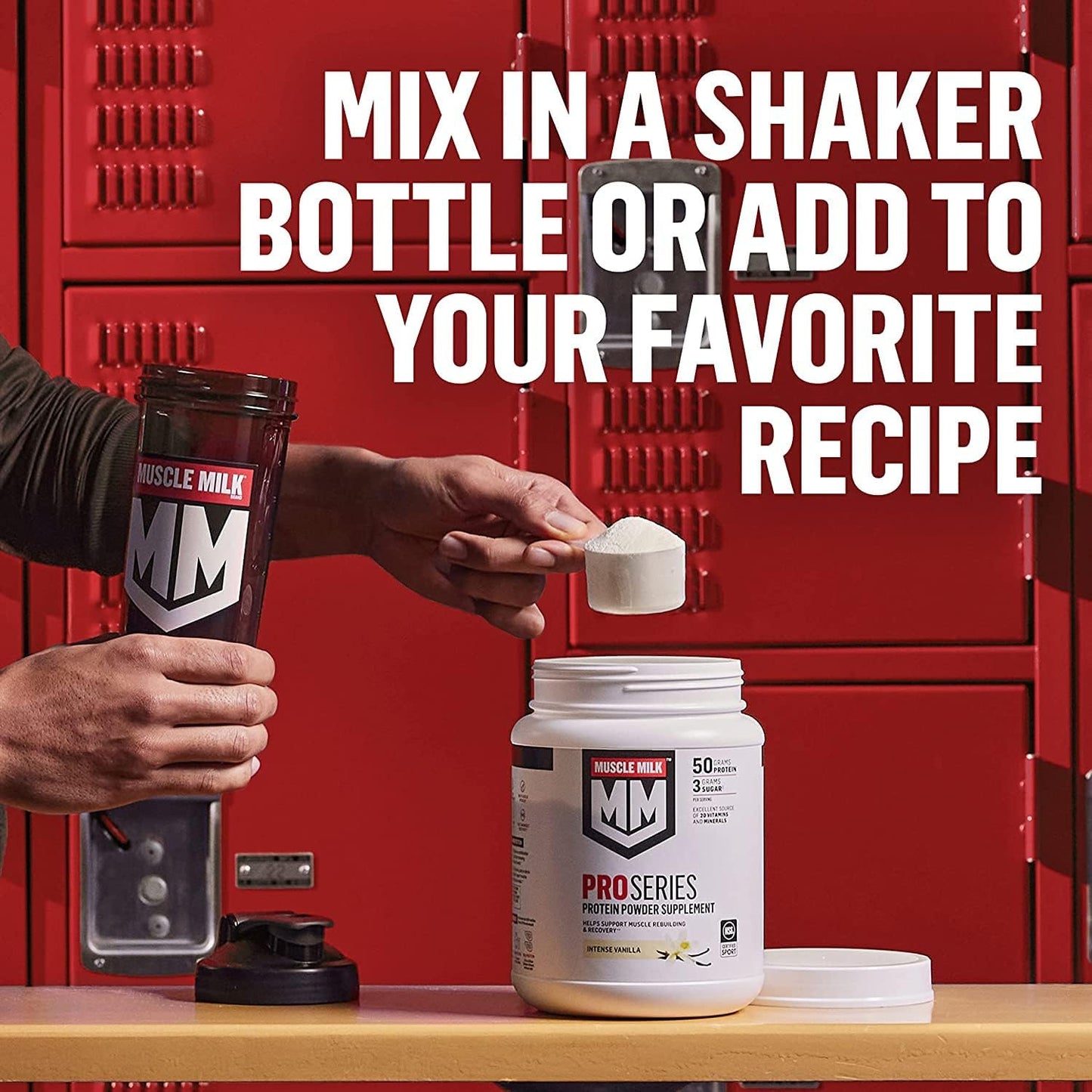 MUSCLE MILK Pro Series Protein Powder Supplement, Slammin' Strawberry, 5 Pound, 28 Servings, 50g Protein, 3g Sugar, 20 Vitamins & Minerals, NSF Certified for Sport, Packaging May Vary