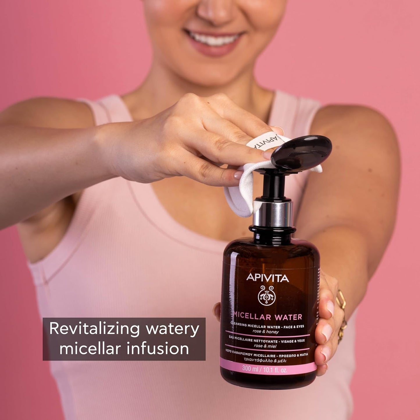 Apivita Micellar Water, Hydrating & Noursishing Cleansing Micellar Water for Face & Eyes with Rose & Honey