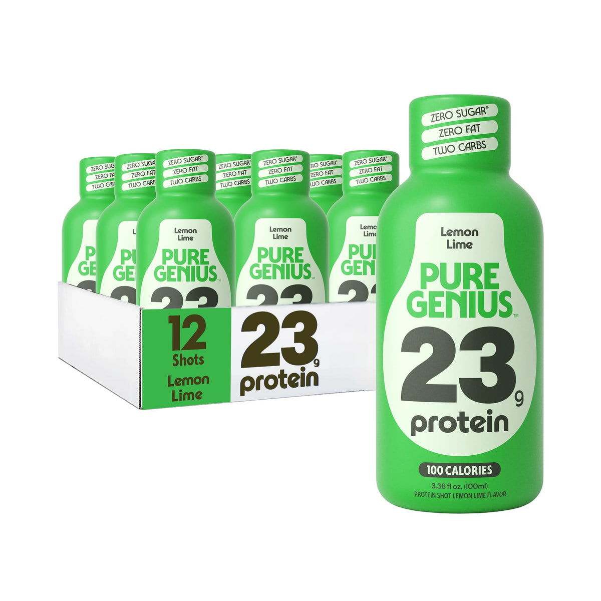 Pure Genius 23g Protein Shot - 100 Calories, No Sugar, No Fat - 12 Shots