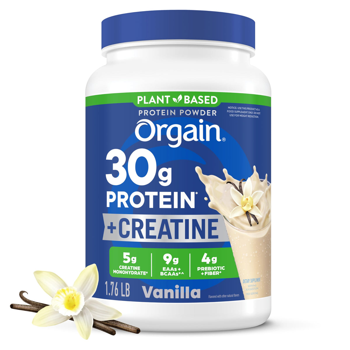 Orgain Organic Vegan 30g High Protein Powder, Vanilla, 2.01 lb
