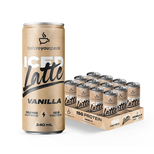 Beforeyouspeak Protein Coffee, Iced Vanilla Latte, High Caffeine, 12 Pack