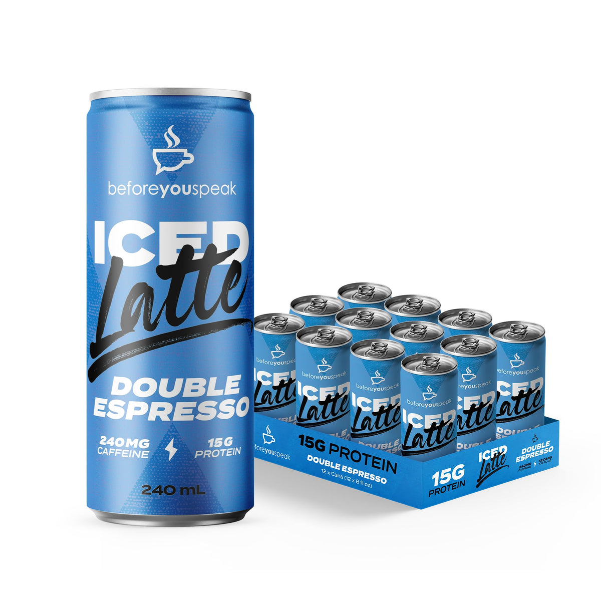 Beforeyouspeak Protein Coffee, Iced Vanilla Latte, High Caffeine, 12 Pack