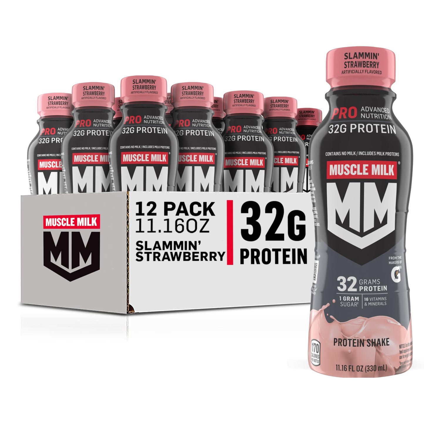 Muscle Milk Pro Series Protein Shake, Knockout Chocolate, 32g Protein, 11.16 Fl Oz (Pack of 12)