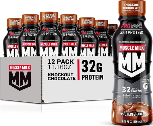Muscle Milk Pro Series Protein Shake, Knockout Chocolate, 32g Protein, 11.16 Fl Oz (Pack of 12)